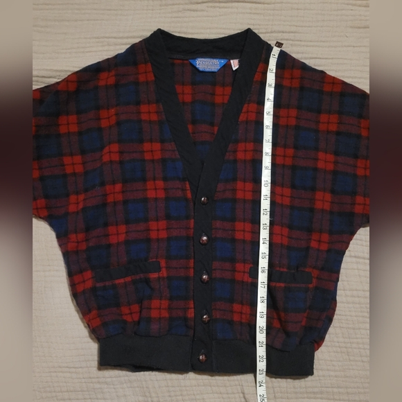 Pendleton Vintage Virgin Wool Plaid Button Up Cardigan Sweater Size Medium - Picture 5 of 8